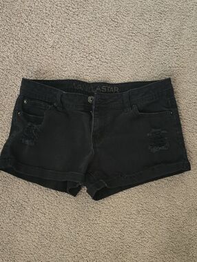 Vanilla Star Black Distressed Jean Shorts